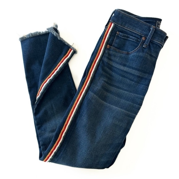 Abercrombie & Fitch Simone High Rise Ankle Skinny Jeans Striped Womens 27 4 - Picture 1 of 4